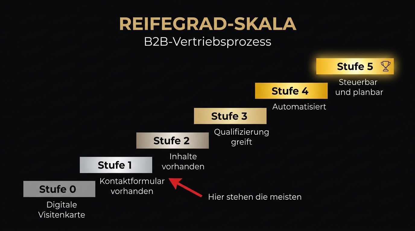 Reifegrad-Skala für B2B-Vertriebsprozesse im Mittelstand - Stufe 0 bis 5